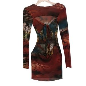 Made by One By One Sexy semi see threw vintage 90’s long sleeve mini dress Med